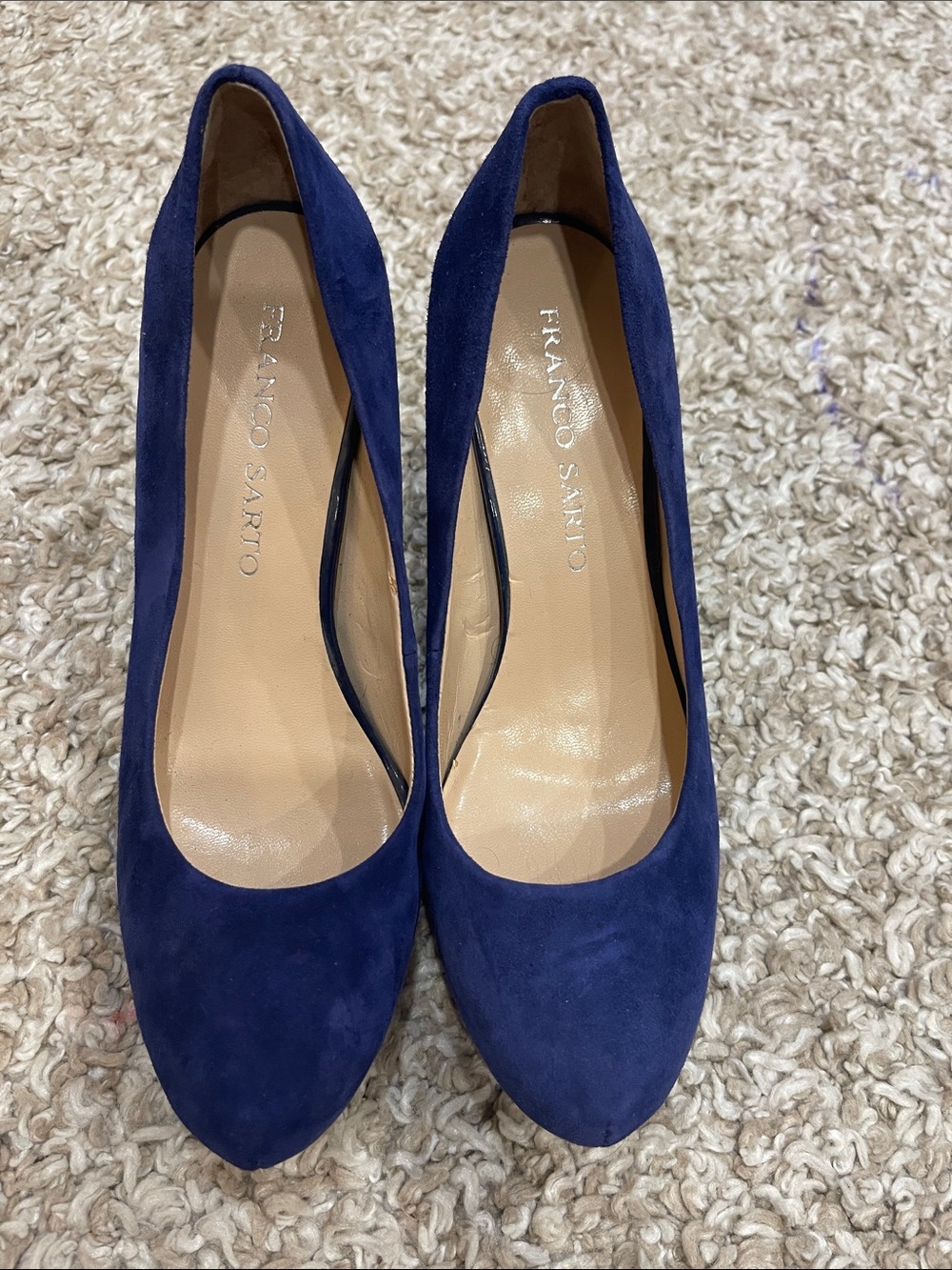 Franco Sarto Navy Suede Round-Toe Pumps